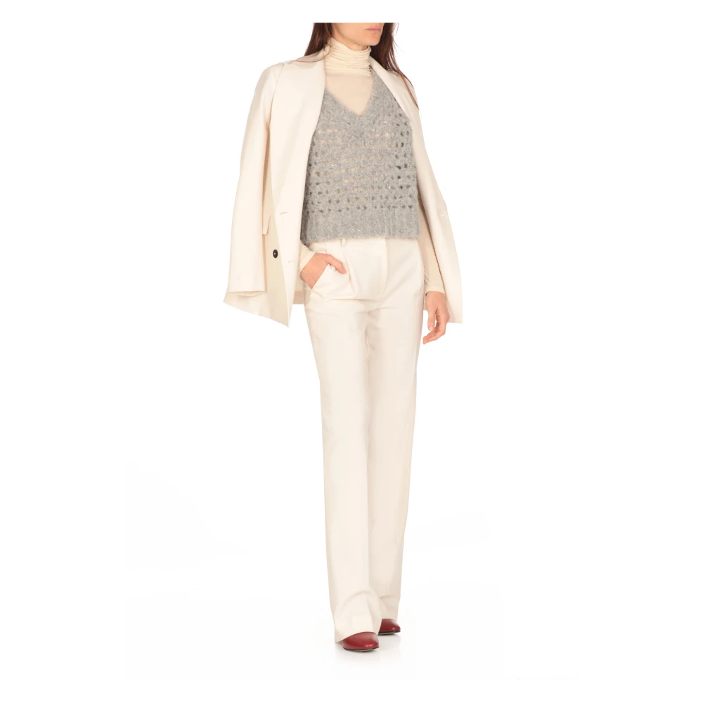 Antonelli Firenze Ivoor Hoge Hals Trui Lange Mouwen Beige Dames