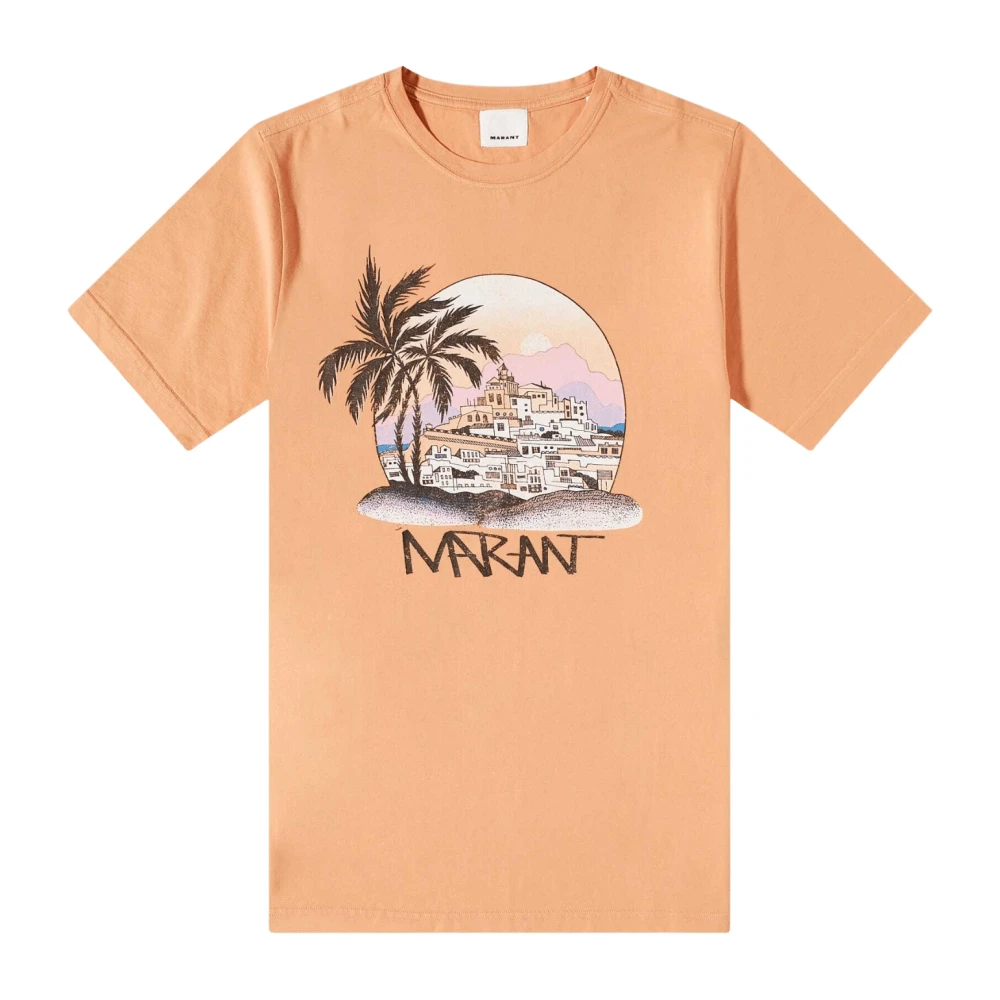 Isabel marant T-Shirt met Ansichtkaartprint Orange Heren