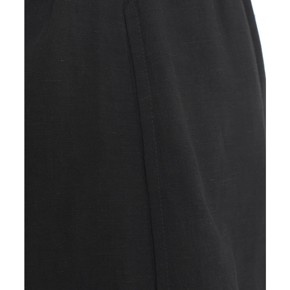 8pm Zwarte Linnen Blend High Waist Bermudas Black Dames