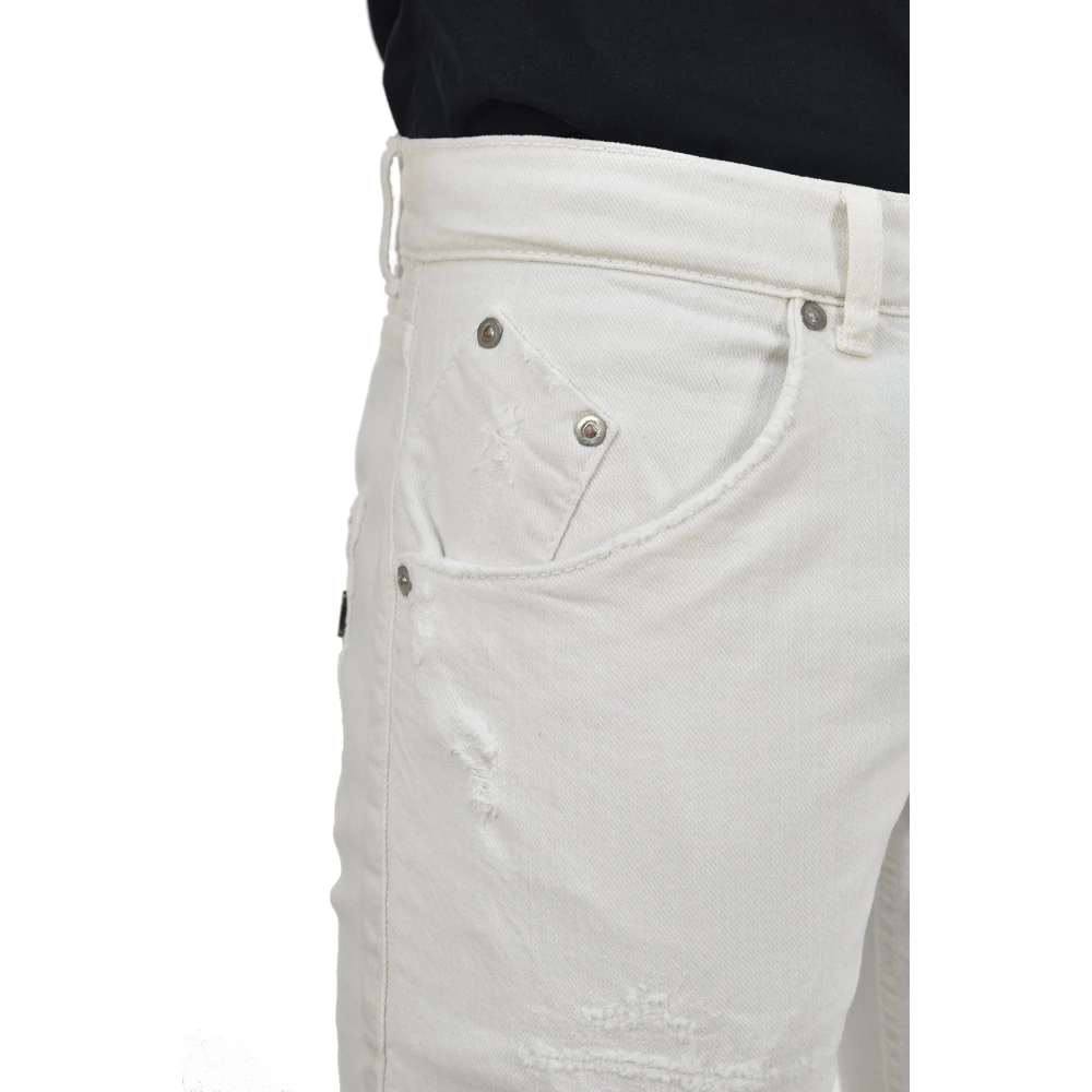 Dondup Slim-fit Katoenen Jeans met Versleten Details White Heren