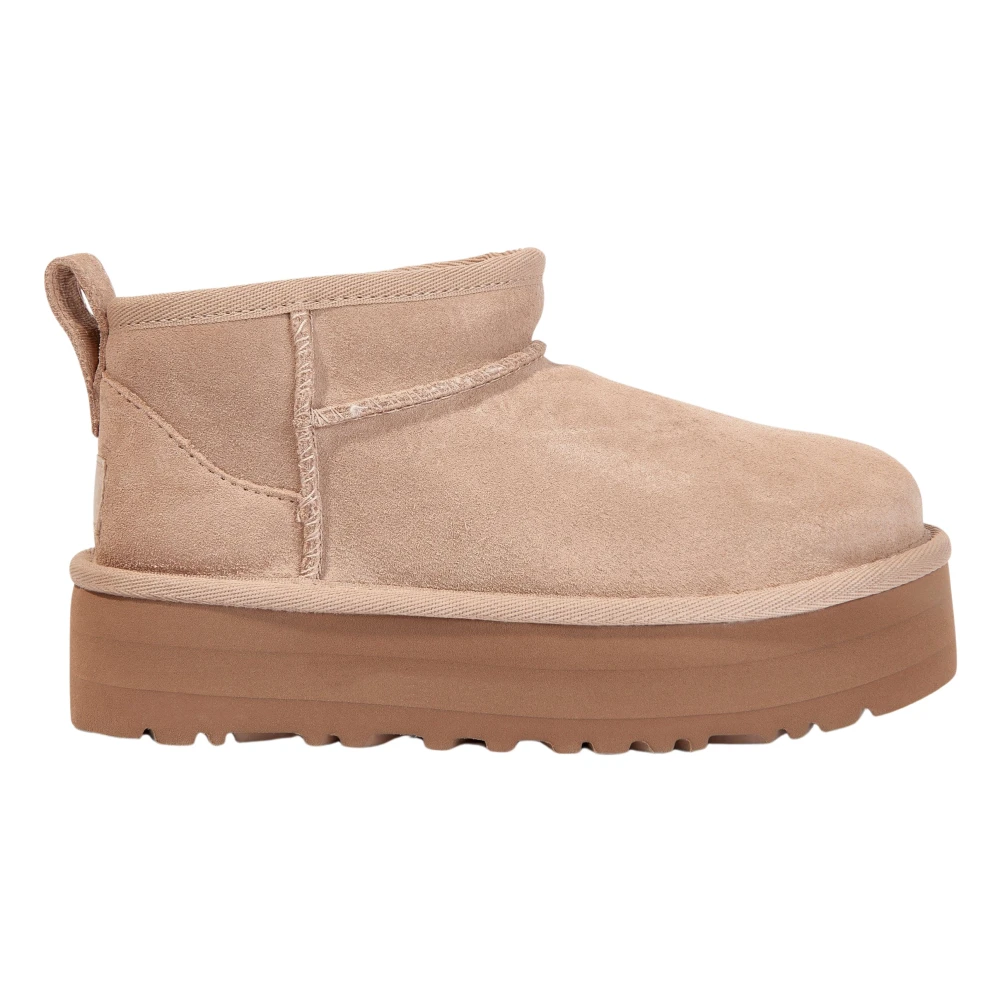 Ugg Girls Beige Kids Boots, 32 1/2 Eu, Classic Ultra Mini Platform Sand Boots