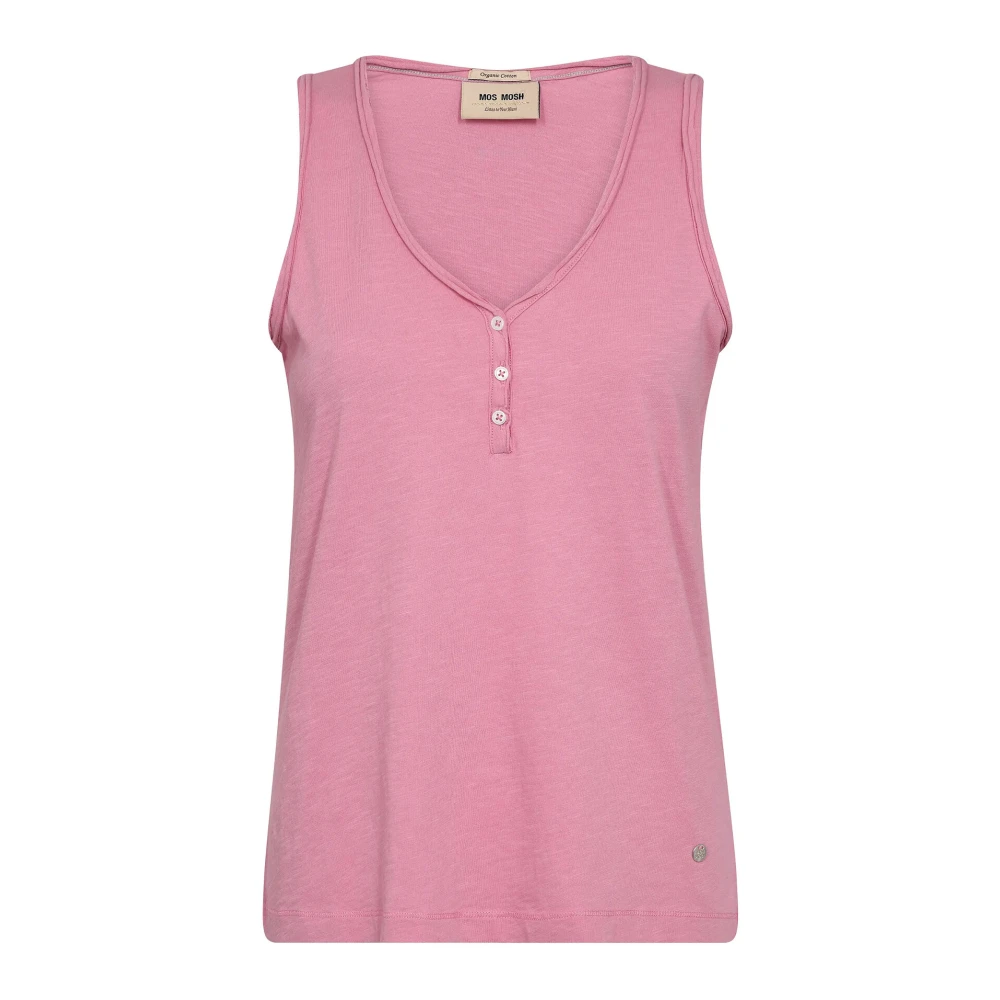 MOS MOSH Eenvoudige Top met Knopen Pink Dames