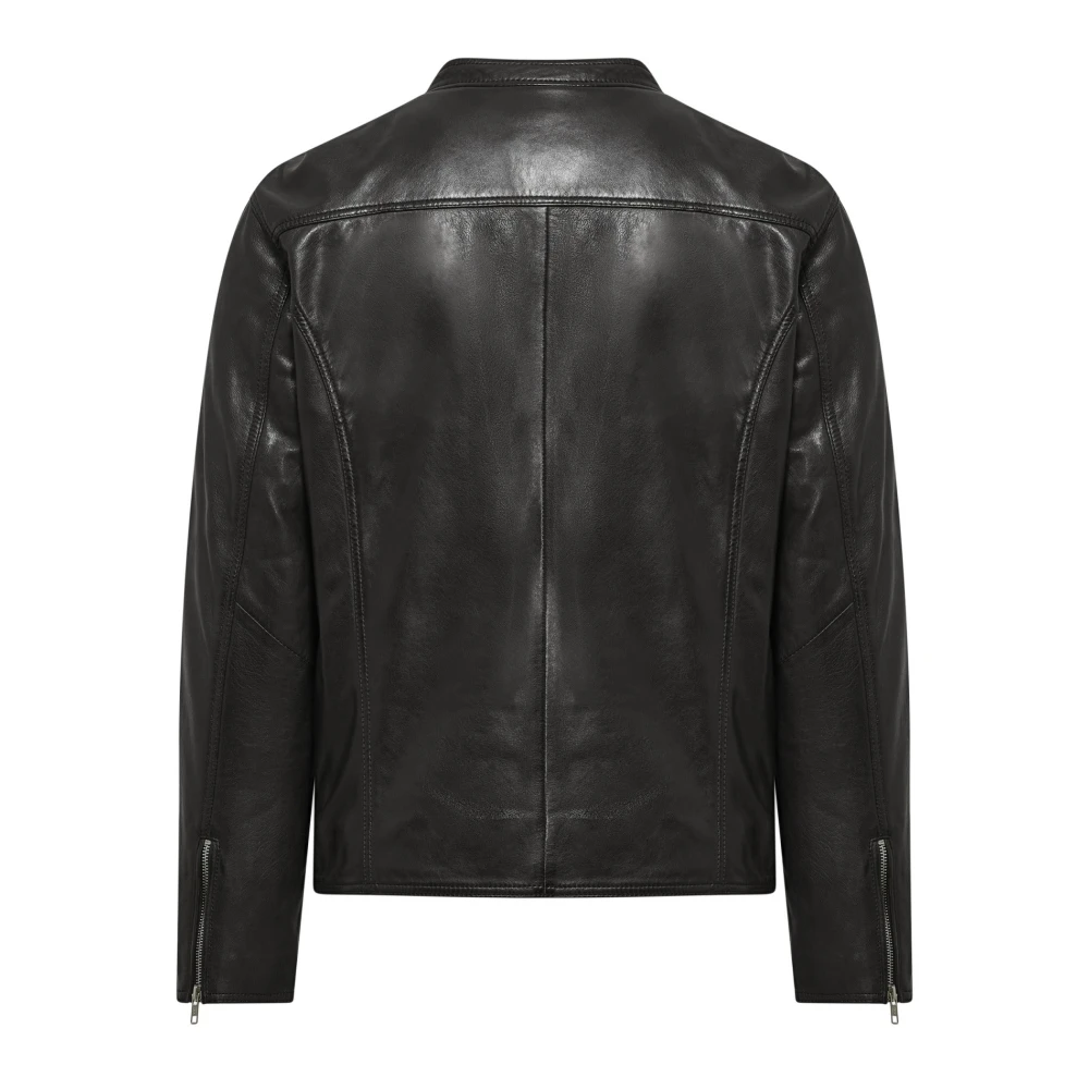 BomBoogie Nappa Leren Opstaande Kraag Jas Brown Heren