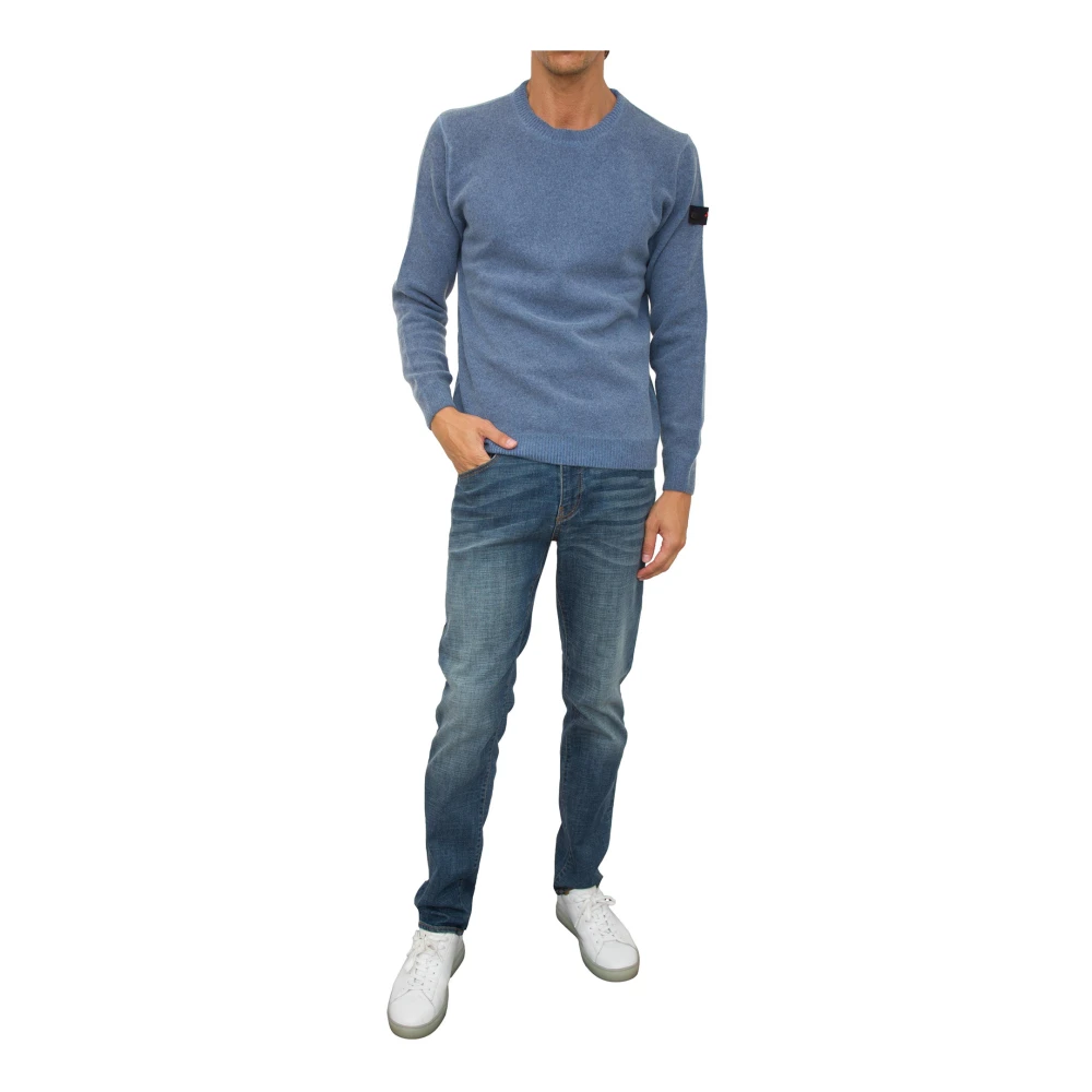 Peuterey Blauwe Gebreide Trui Blue Heren