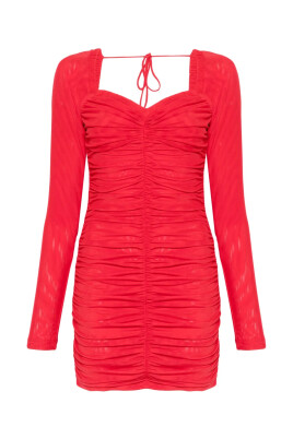 red-ruched-sweetheart-neck-dress