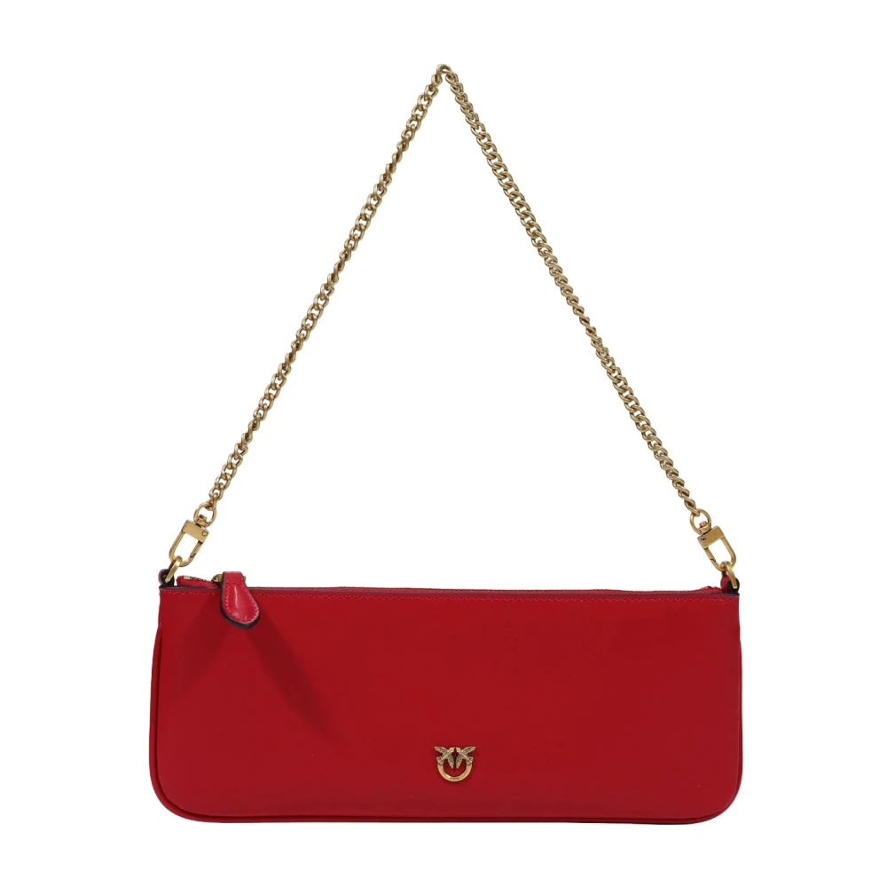 Pinko , Shoulder Bags, Female, Red, One Size, New Horizontal Flat Vitello Seta