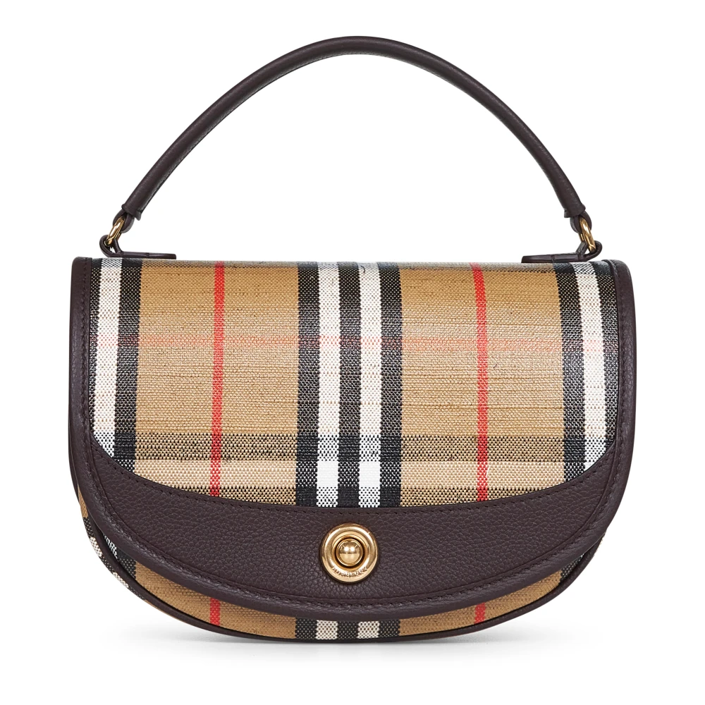 Burberry Vrouw Beige Tassen Dames, One Size, Katoen, Schoudertas Met Leren Details