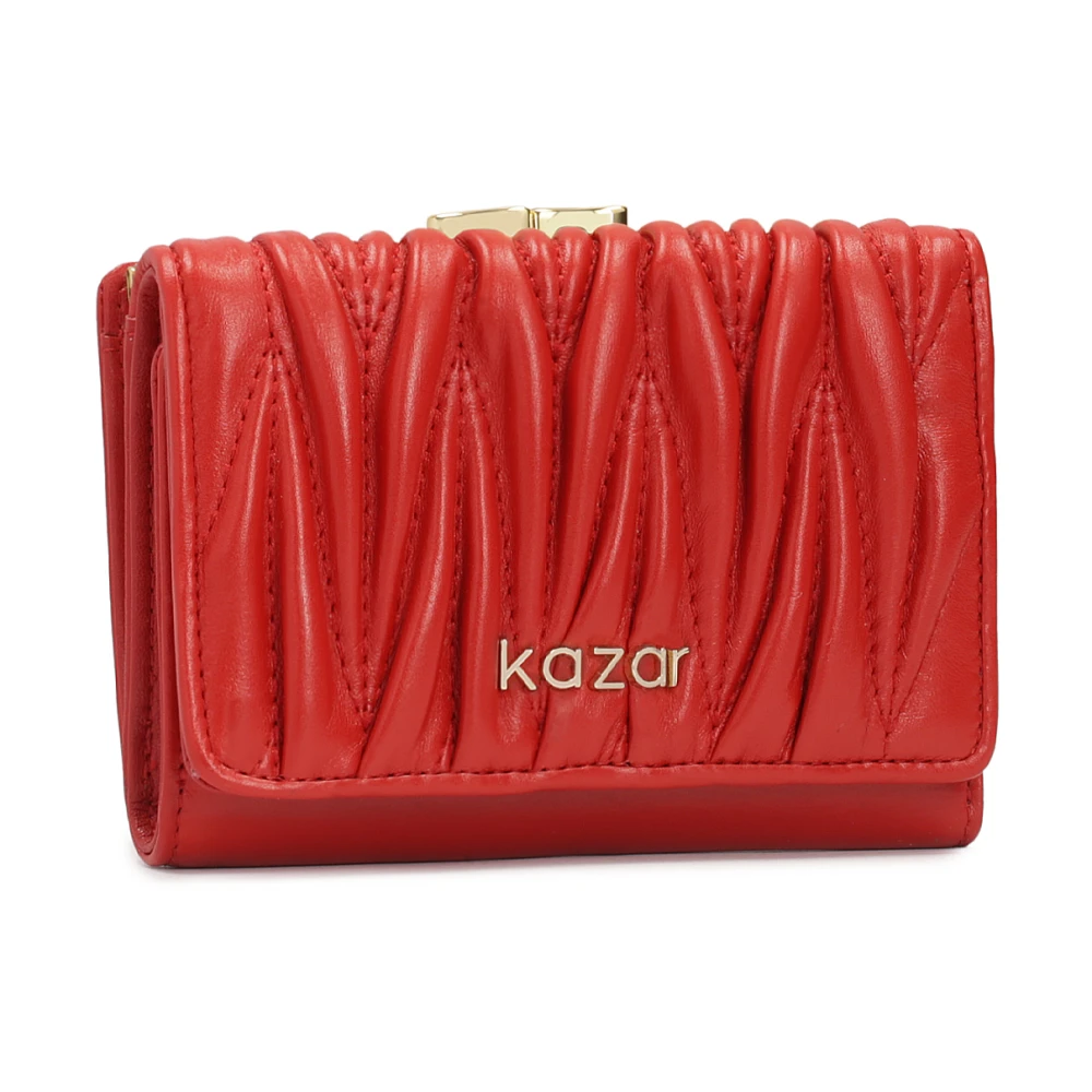 Kazar Kleine leren portemonnee in rode kleur Red Dames