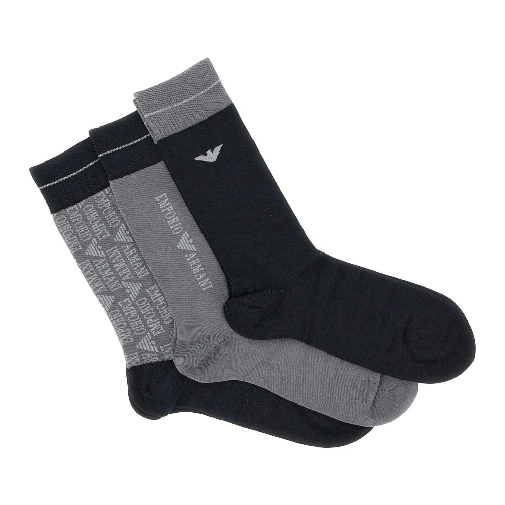 Emporio Armani Logo Sokken Set Grijs en Zwart Gray Heren