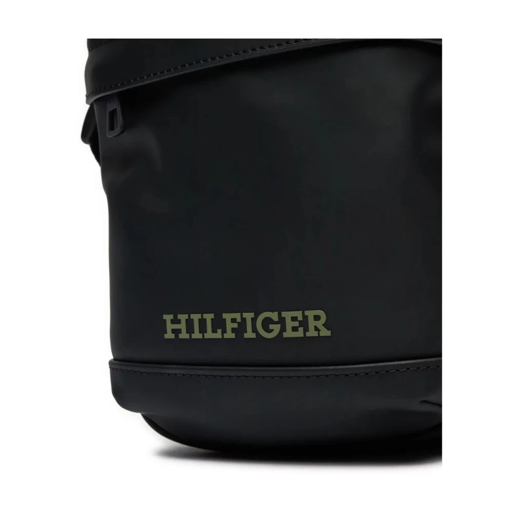 Tommy Hilfiger Zwarte Schoudertas Monotype PU Leer Black Heren