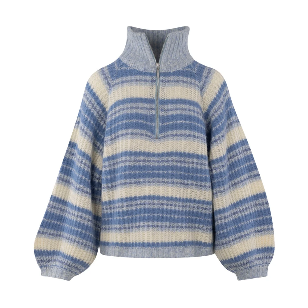 Blå Urban Pioneers Lova Half-Zip Sweater Blue Genser