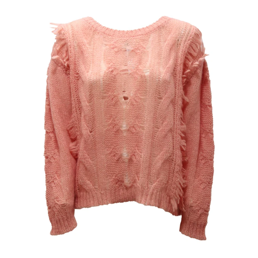 Twinset Women's Pink 212Tp3410 Maglione Wool-Blend Jumper - Round-Neck Knitwear - Xs - Knitwear