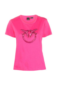 Krótki Rękaw Fuchsia Love Birds T-Shirt - L