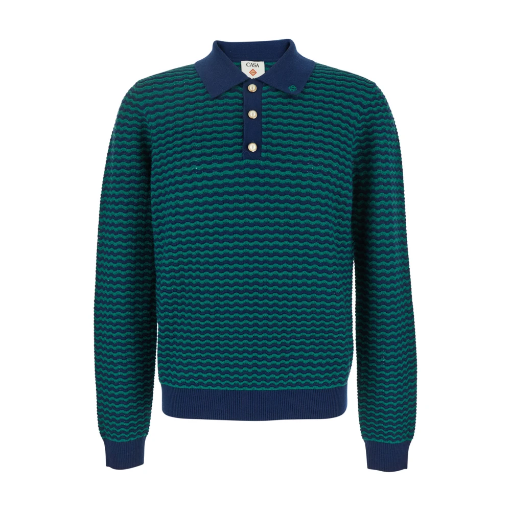 Casablanca Blauw Poloshirt met Logoborduursel Blue Heren