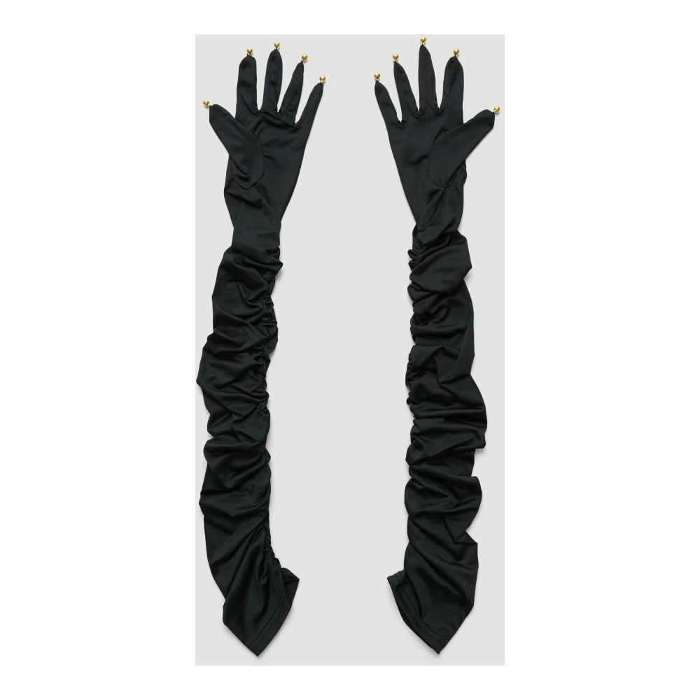 Soulland Elleboog-lange handschoenen met gerimpelde naden Black Dames