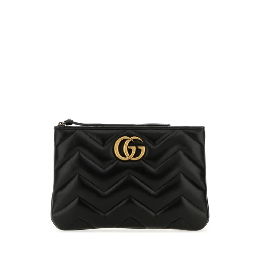 Gucci Marble Pattern Vacuum Trap Maxi Clutch Black Dames