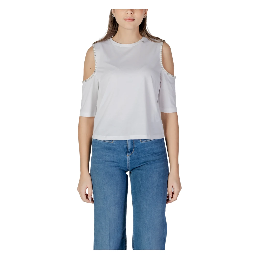 Liu Jo Korte mouw katoenen T-shirt collectie White Dames