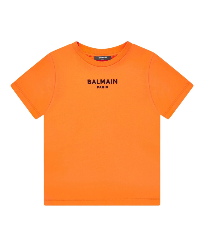 orange-crew-neck-flocked-logo-t-shirt