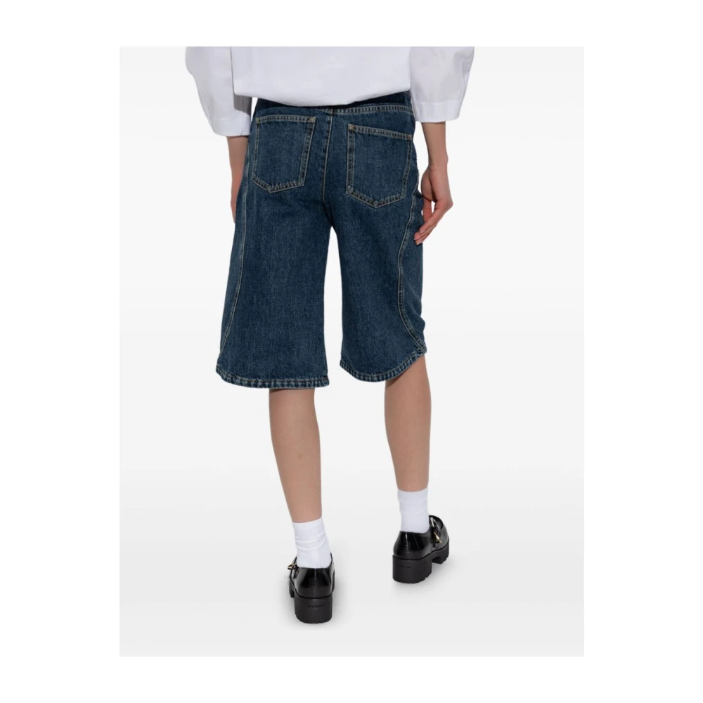 Givenchy 4G Geborduurde Knie-Lengte Denim Shorts Blue Dames