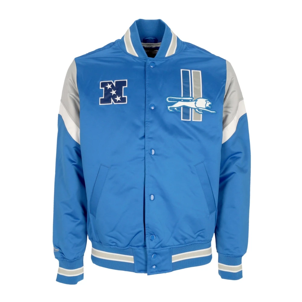 Mitchell & Ness Men's Blue Detroit Lions Bomber Jacket Nfl Team Colors