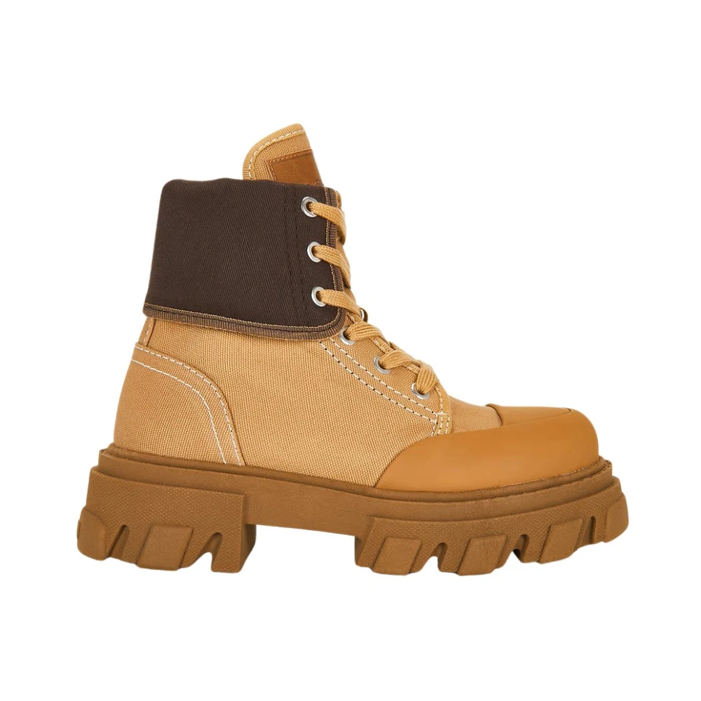 Ganni Eyelets Lace Up Boots - Female - Lace-Up Boots - Brown - 4 Uk - Shoes