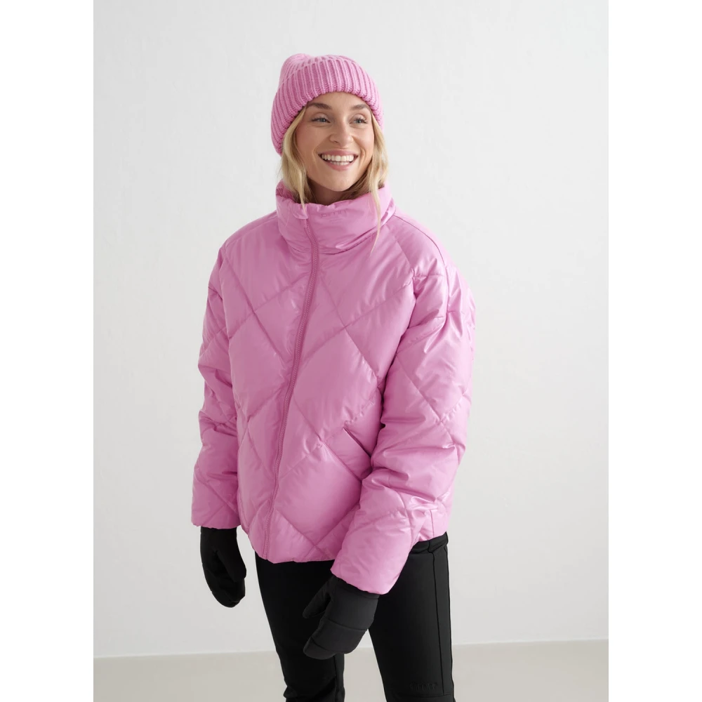 Aim'n Peony Pink Diamond Quilt Puffer Jacket Pink Dames