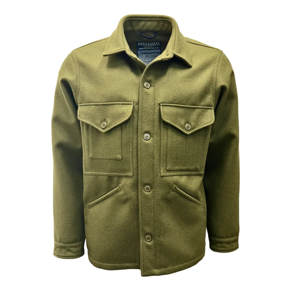 Manifattura Ceccarelli Italiaanse wollen cruiserjas legergroen Green Heren