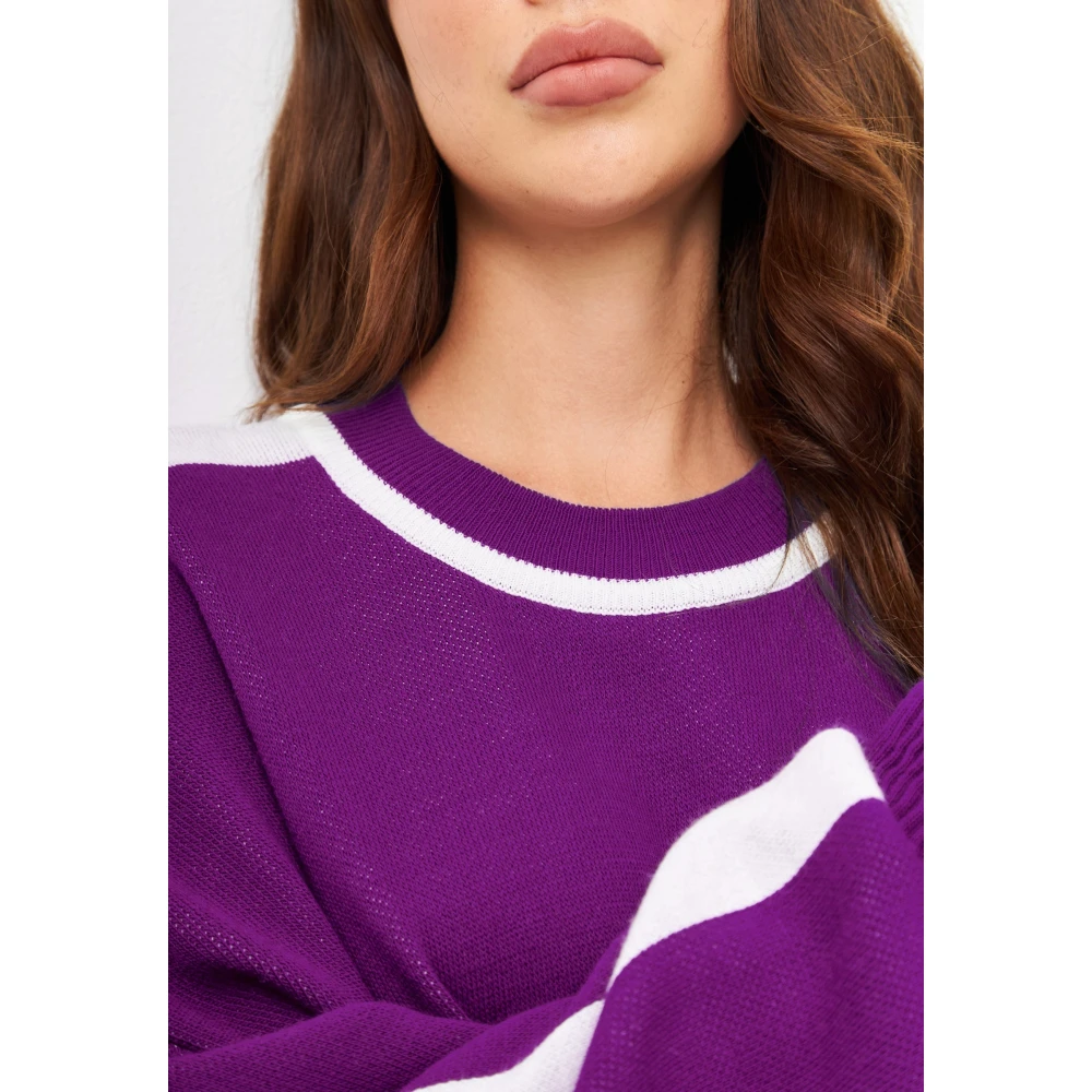 Cesare Gaspari CG Gebreide Jogger set Paars Purple Dames