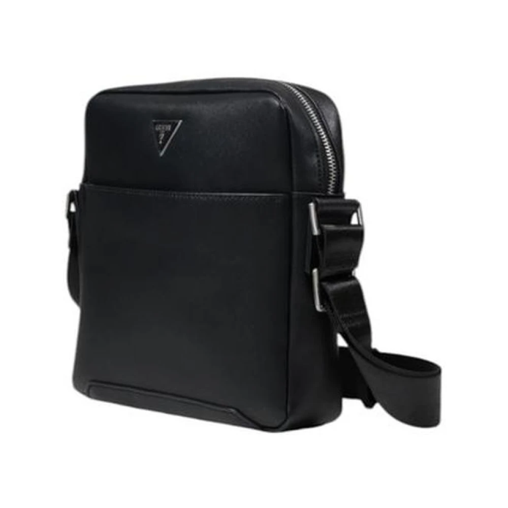 Guess Zwarte Polyurethaan Medium Tas Lente Zomer Collectie Black Heren