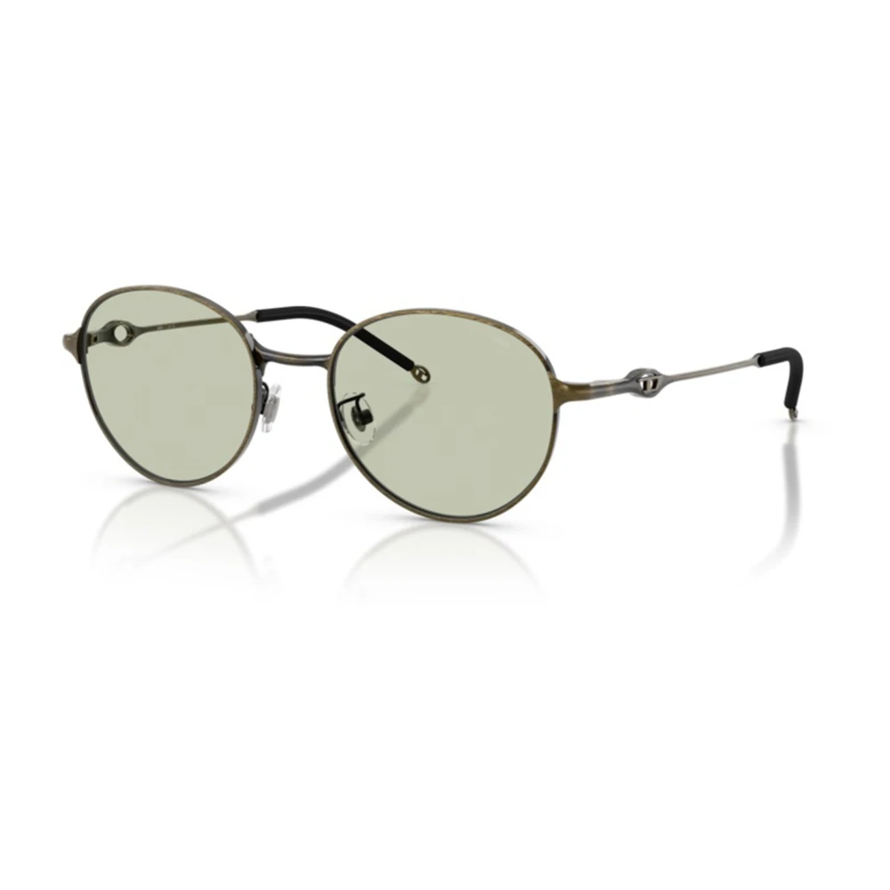 Diesel Unisex Green Oval Metal Sunglasses With Minimal Aesthetic