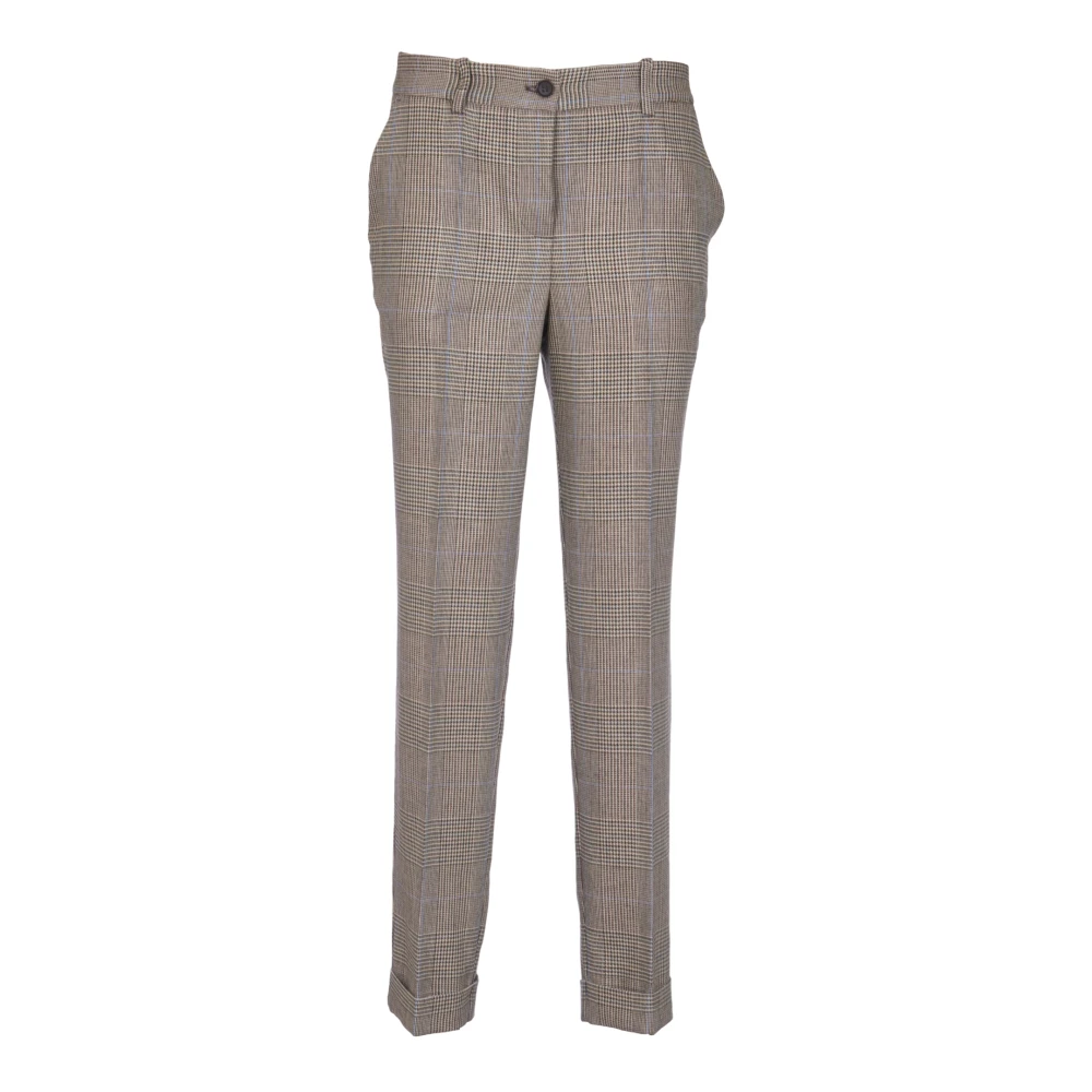 P.a.r.o.s.h. Beige Geruite Rechte Broek Beige Dames