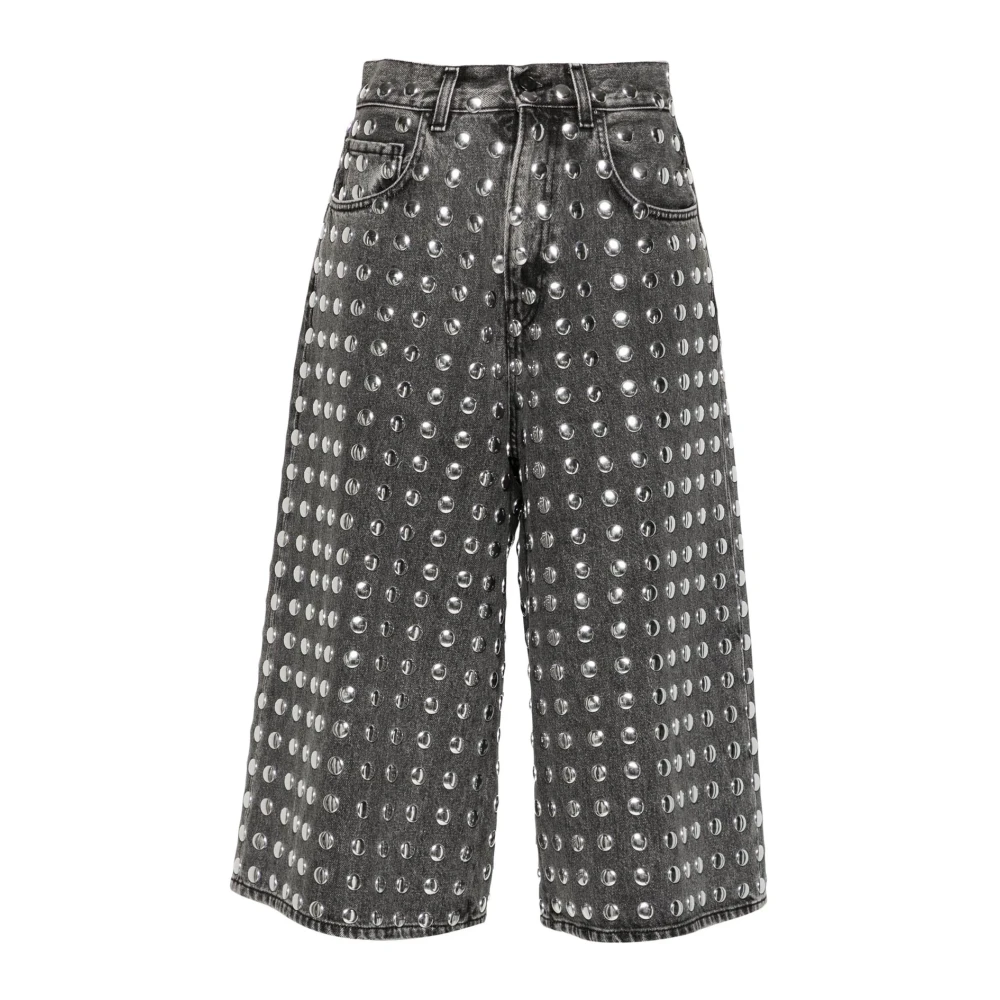 Haikure Zwarte Denim Shorts met Zilveren Studs Black Dames