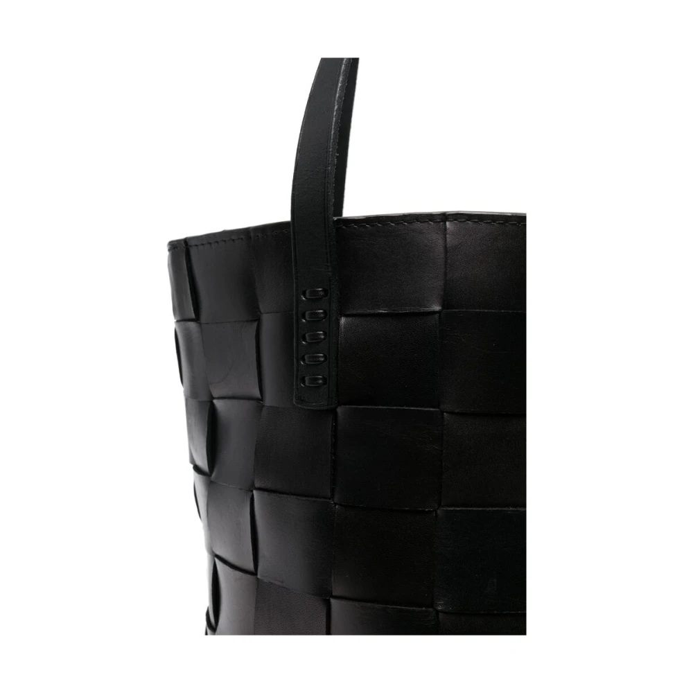 Dragon Diffusion Zwarte Cross-Woven Leren Trekkoordtas Black Dames