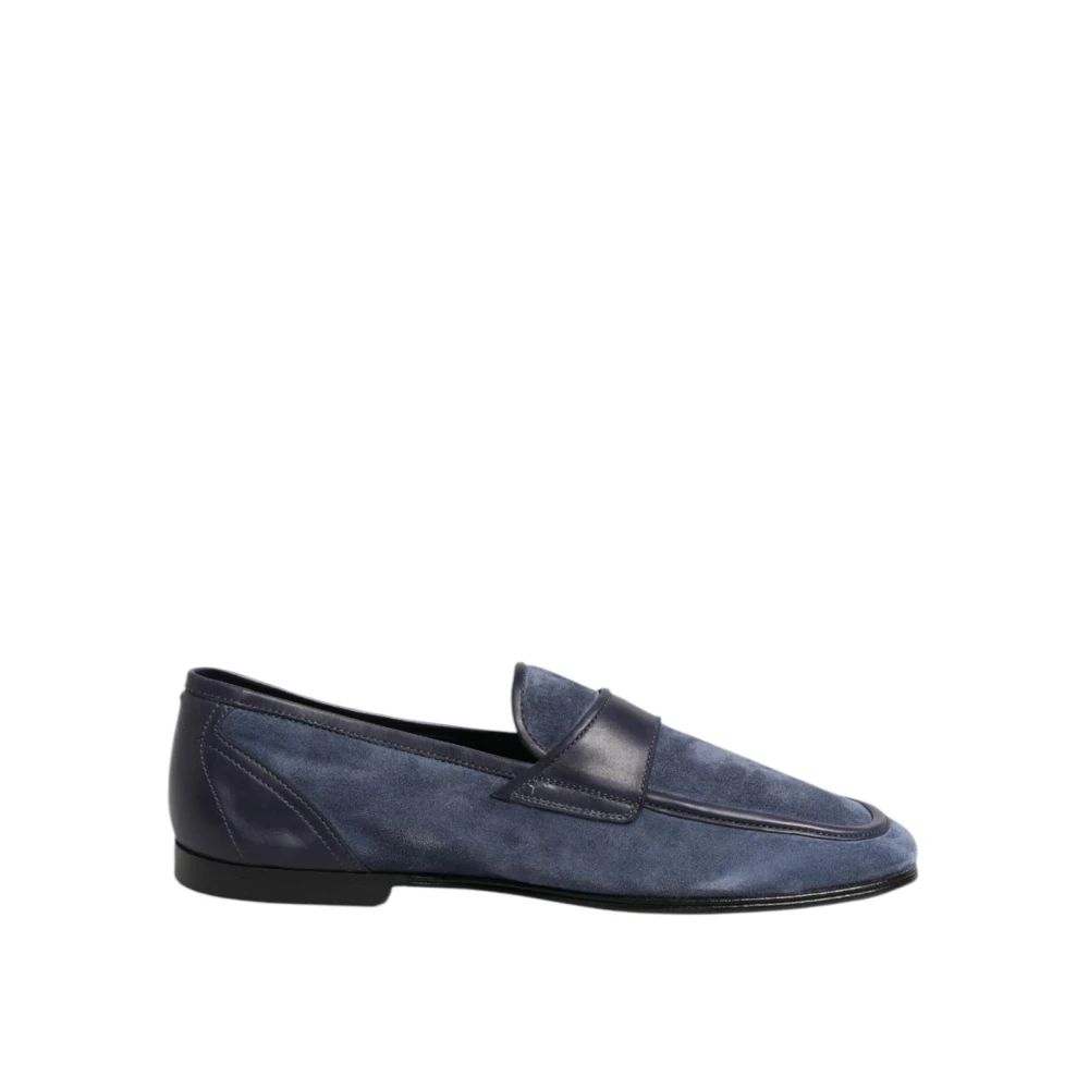 Dolce & Gabbana Men's Blue Suede Leather Moccasin Loafers