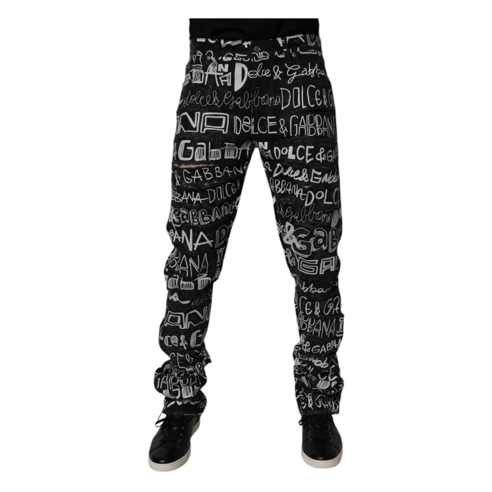Dolce & Gabbana Svart A Jeans Med Logotryck