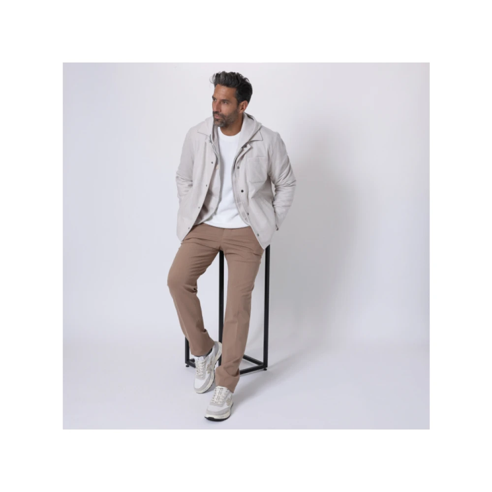 Eleventy Capuchontrui in Greige White Heren