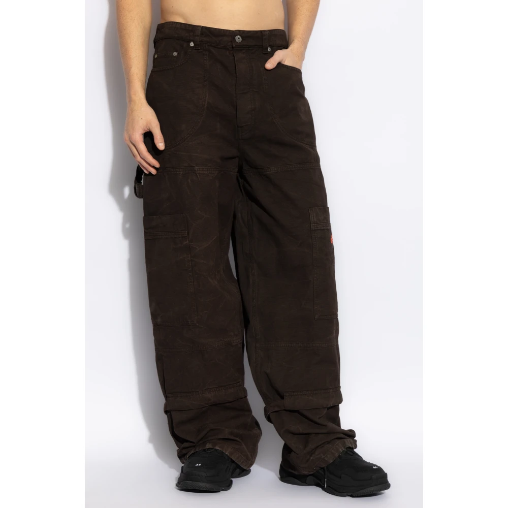 Off White Jeans met logo Brown Heren