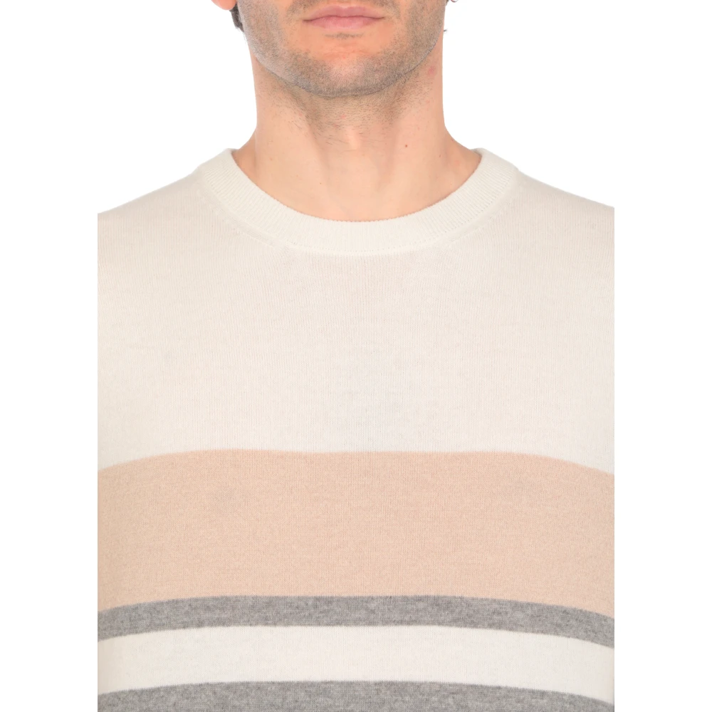 PESERICO Gestreepte Wol Kasjmier Ronde Hals Trui Multicolor Heren