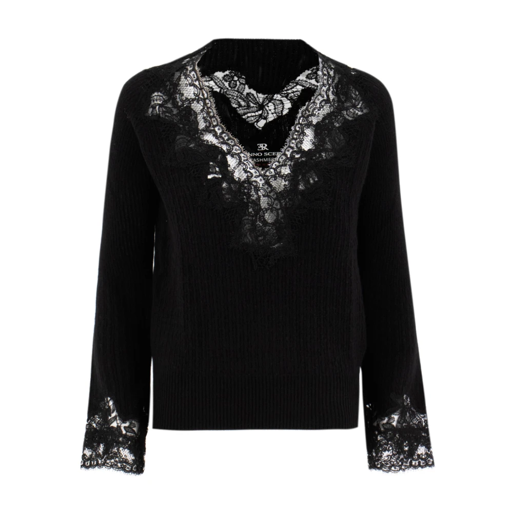 Ermanno Scervino V-hals Kant Trui Black Dames