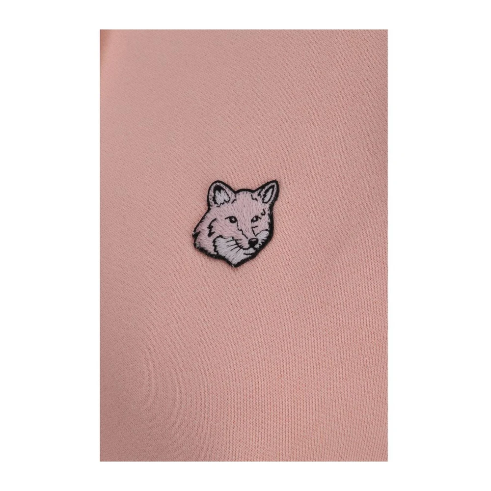Maison Kitsuné Verstelbare Koord Katoenen Hoodie met Geribbelde Boorden Pink Dames