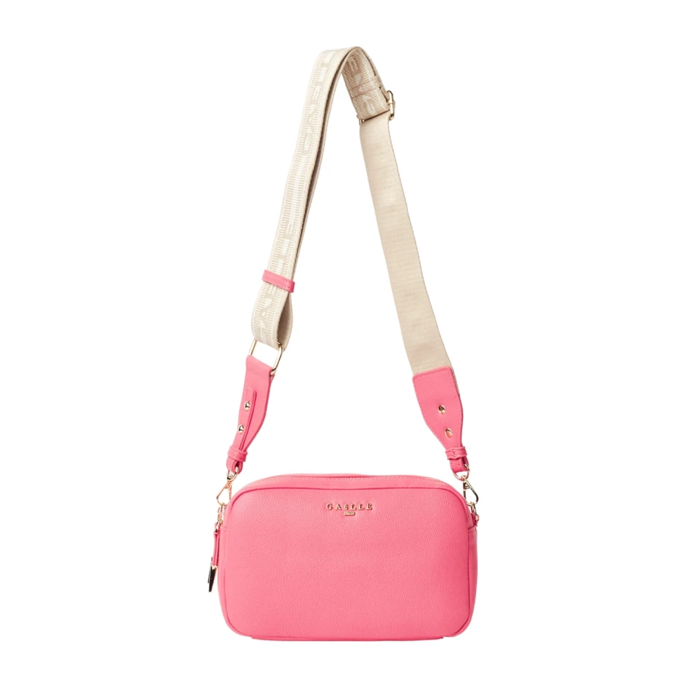Gaëlle Paris Women's Pink Eco Leather Camera Bag With Jacquard Strap