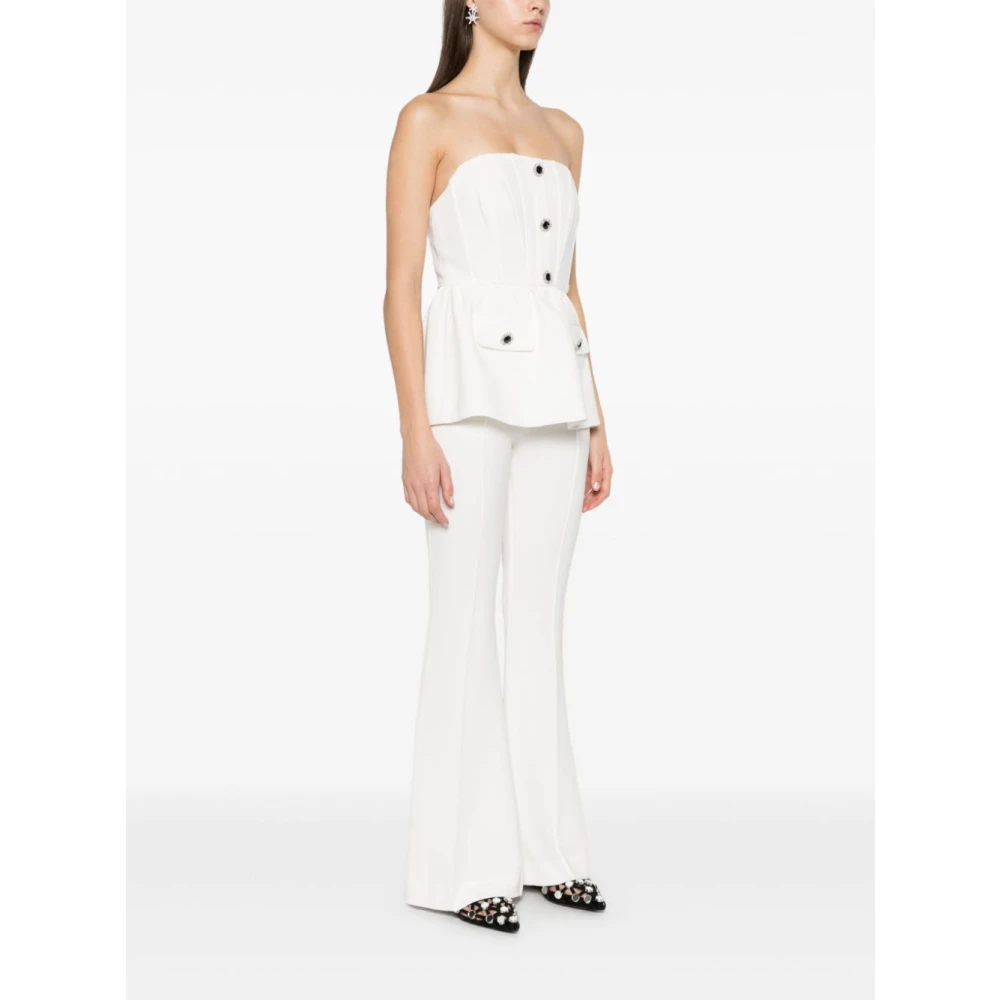 Self Portrait Witte Crepe Jumpsuit met Riem White Dames