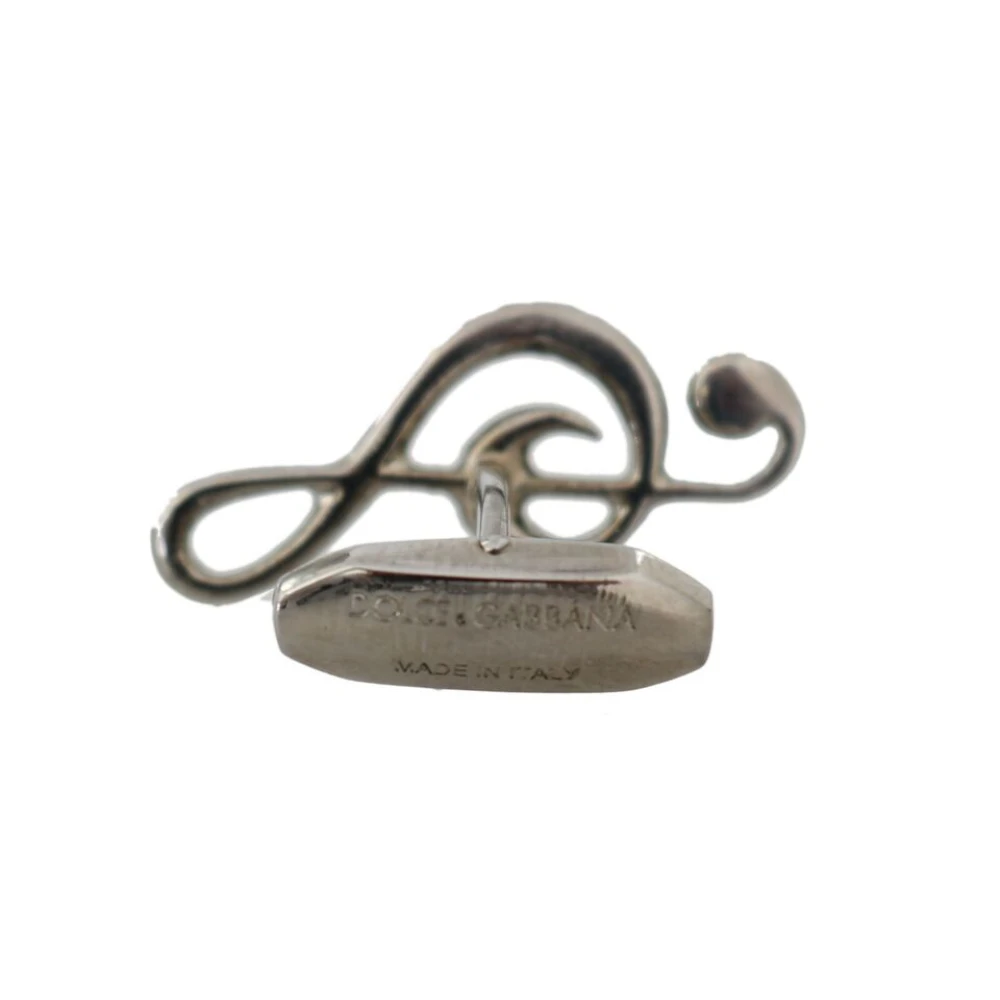 Dolce & Gabbana Elegante Zilveren Tremble Clef Manchetknopen Gray Heren