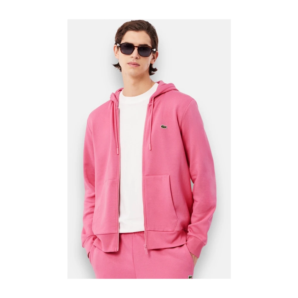 Lacoste Roze Zip-Up Hoodie Moderne Stijl Pink Heren