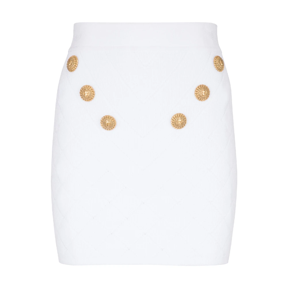 Balmain 6-knopen gebreide rok White Dames