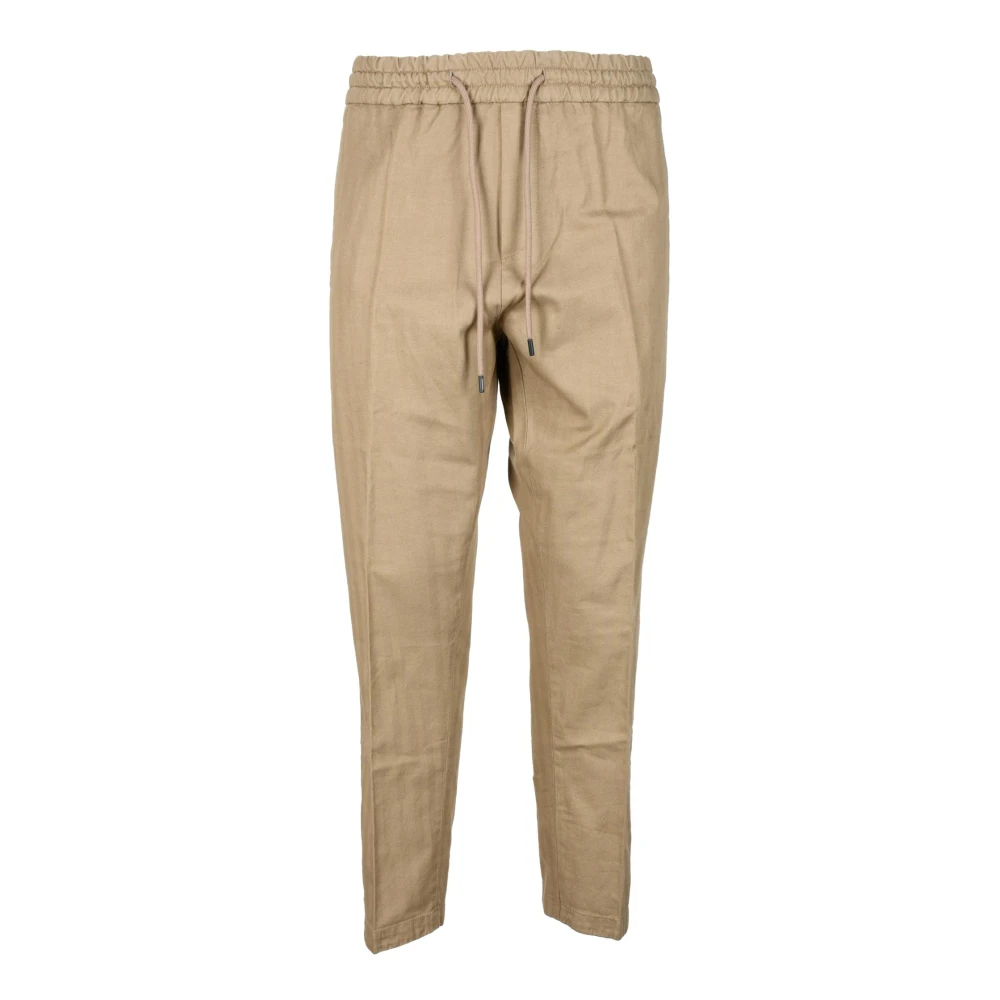 Dondup Yuri Linnenmix Elastische Taille Broek Beige Heren