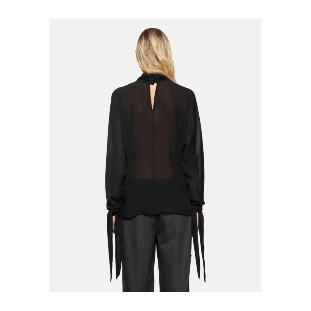 Dondup Creponne Regular Shirt met Raglanmouwen Black Dames