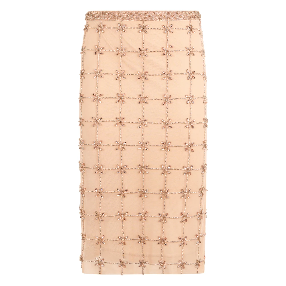 Pinko Women's Pink Full Skirt In Tulle With Crystals - O - Midi Skirts - S - Skirts