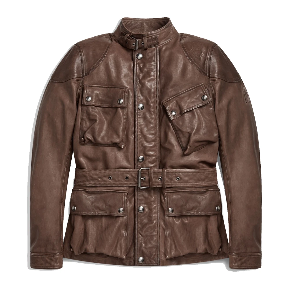 Belstaff Speedmaster Jas in Mat Bruin Gebrand Leer Brown Heren