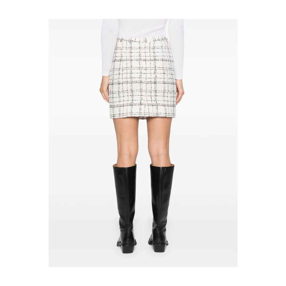 IRO Tweed Check Rok Beige Dames